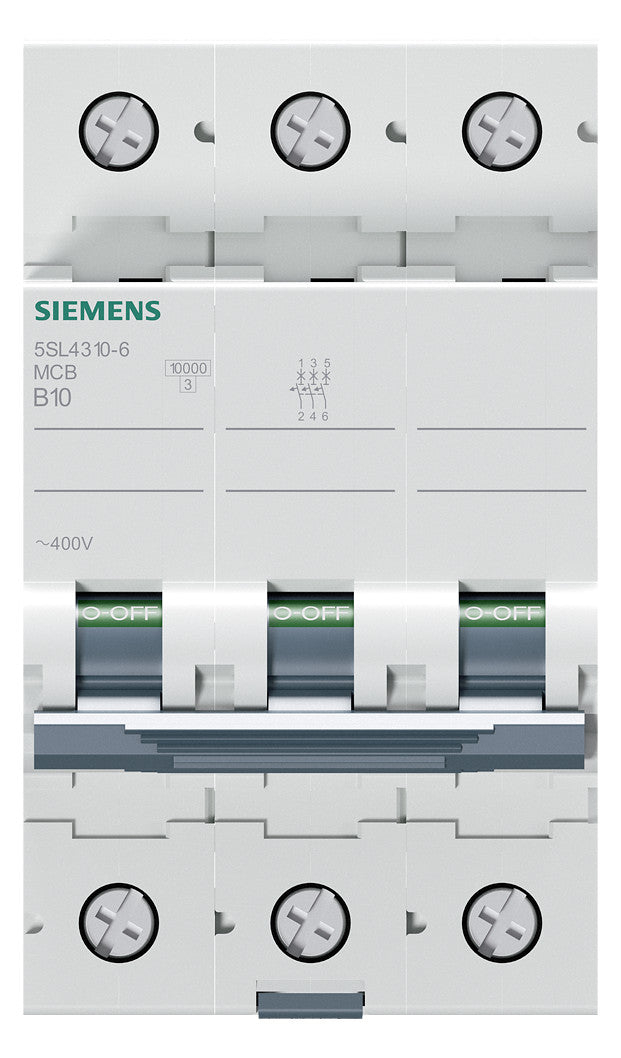 SIEMENS Leitungsschutzschalter UC B 10A 5SL4310-6 3p 400V 3TE 50Hz IP20