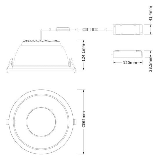 LEDVANCE LED-Einbaustrahler 30-42W EVG DL CMFT D250 P 42W MS 940 U19 WT 1LED