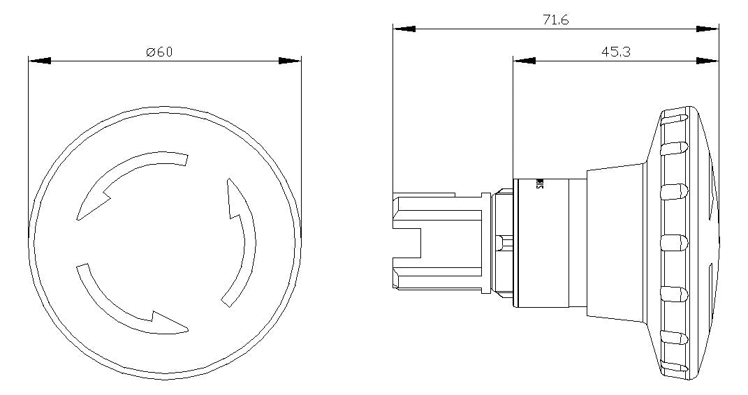 SIEMENS Frontelement für Not-Aus 22mm 3SU1000-1JB20-0AA0 rt rnd IP66 fl rast