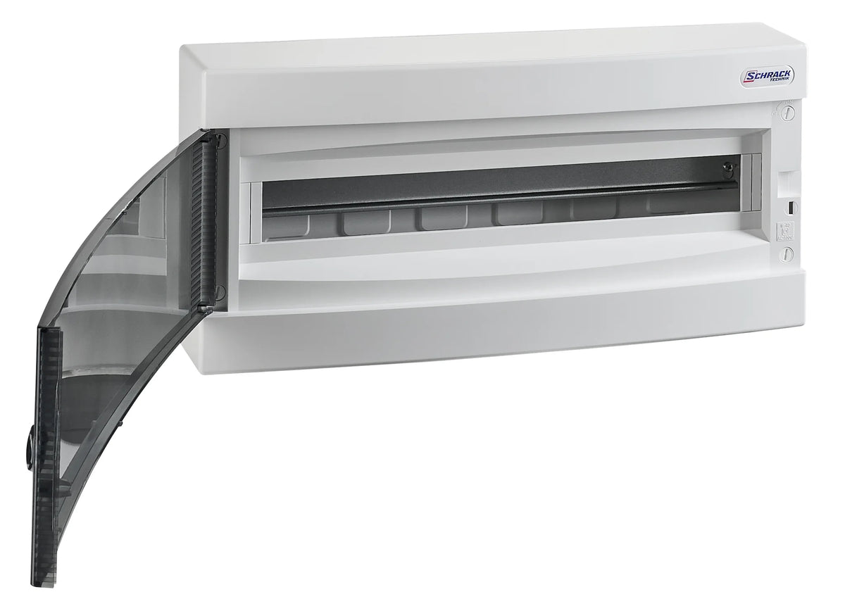 AP-Wohnungsverteiler 1-reihig, 24TE, IP40, transparente Tür