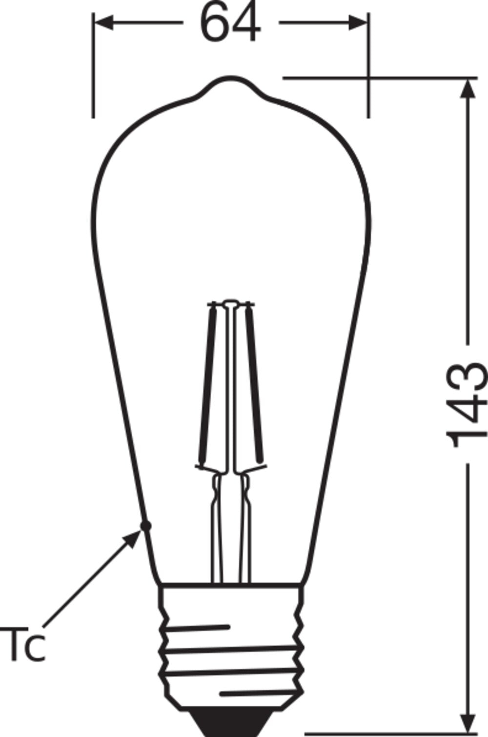OSRAM LED-Lampe FM E27 6,5W 2400K go E Vintage 1906 Edison 55 Fil DIM 6.5W 725l