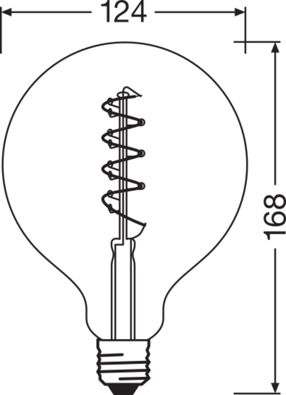 OSRAM LED-Kugellampe FM E27 4,5W 2000K G Vintage 1906 Globe 28 Filament DIM ws