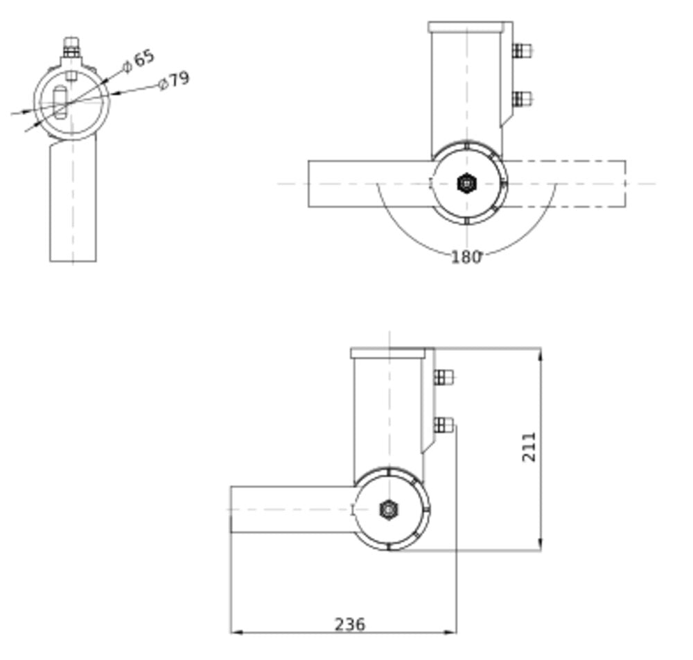 LEDVANCE Aufsatzstück 48mm 60mm Alu AREA 48/60 ADJUST ANGLE ADAPTER Zubehör