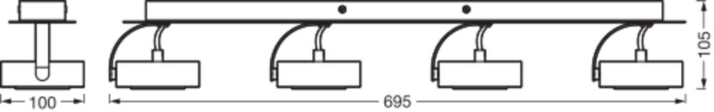 LEDVANCE LED-Deckenanbauleuchte 21W sw Decor Spot Venus Black 4 Spot 3000K