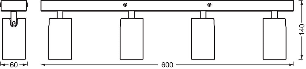 LEDVANCE LED-Anbauleuchte 13,6W 2700K sw LED Spot Octagon GU10 Black 4x3.4W 920lm
