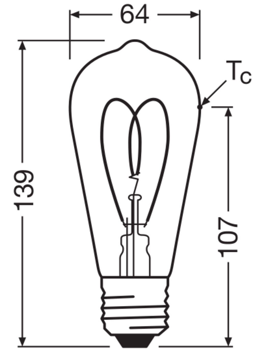 OSRAM LED-Lampe FM E27 A40 4,9W 2200K go 1906 Edison 40 Heart Fil DIM 4.9W 9 470l