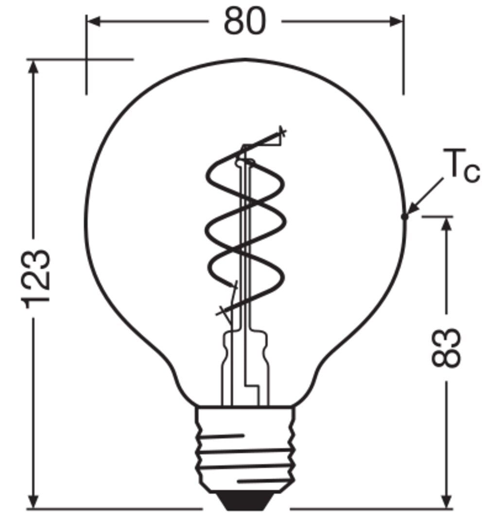 OSRAM LED-Kugellampe FM E27 G80 7,2W ws 1906 Globe 80 60 Spiral Fil DIM 7.2 2700
