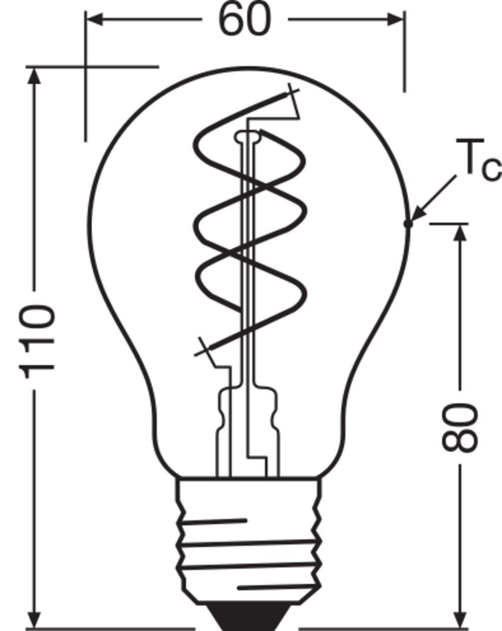 OSRAM LED-Lampe FM E27 A60 8W 2200K ws F 1906 Classic A 60 Spiral Fil DIM 8W 806l