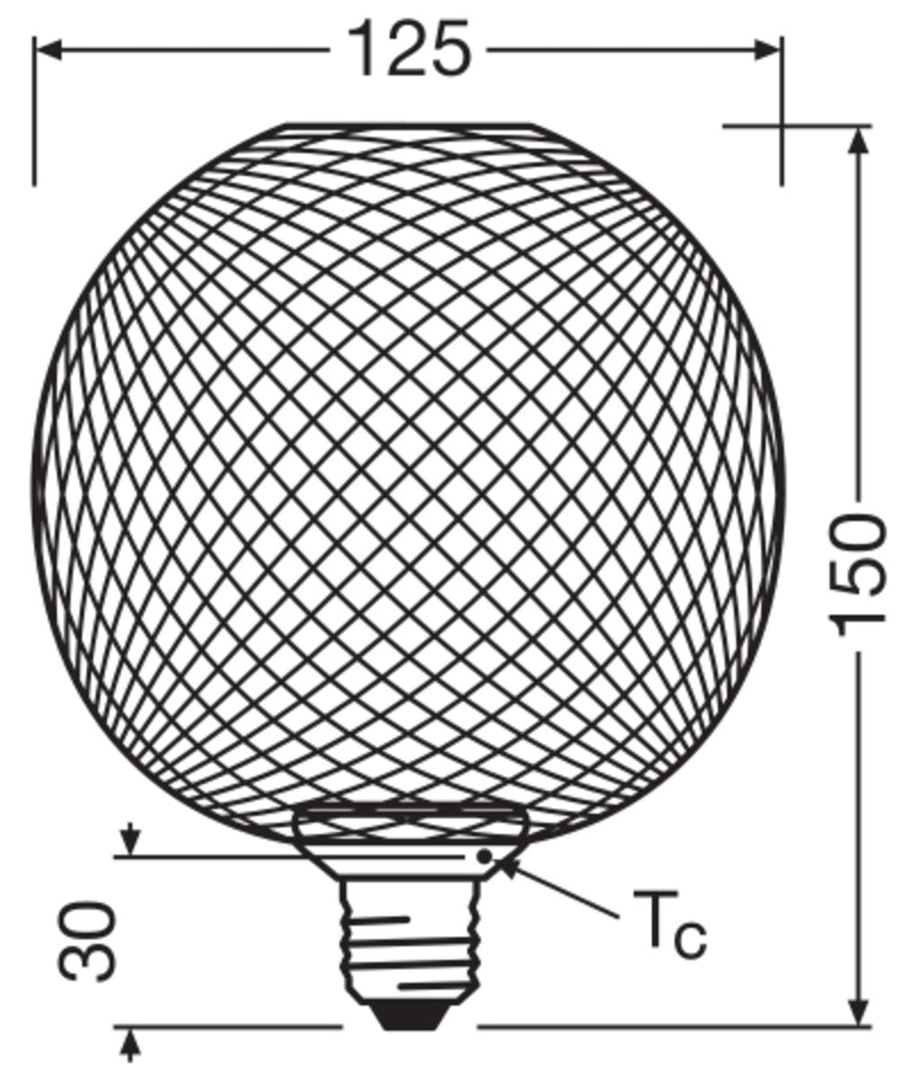 OSRAM LED-Kugellampe E27 G125 3,5W 2700K DECOR LED FLAT GLOBE 125 BLACK 3.5W sw