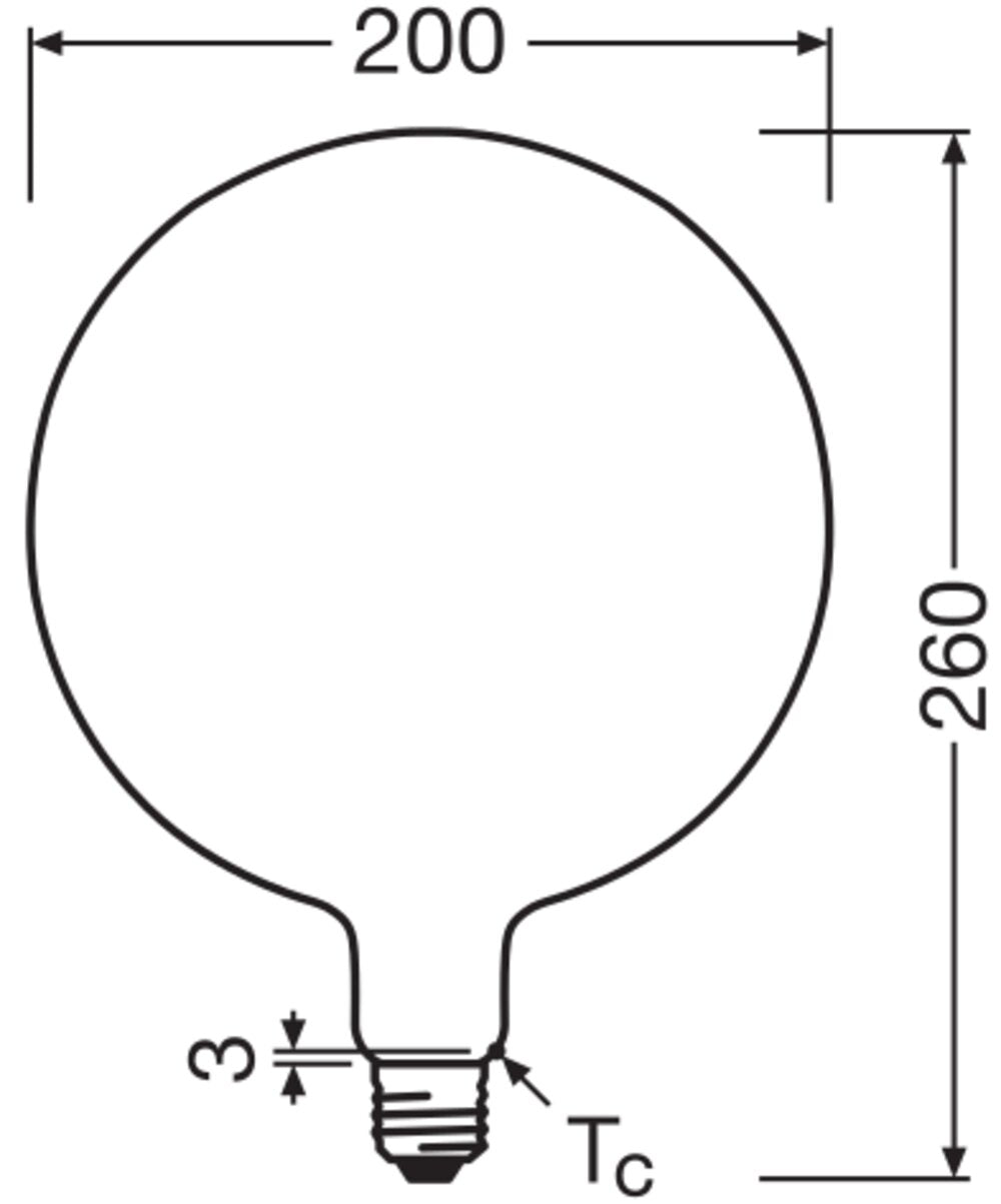 OSRAM LED-Kugellampe FM E27 7,3W 2700K E 1906 Big Globe 200 60 DIM 7.3W 827 ws