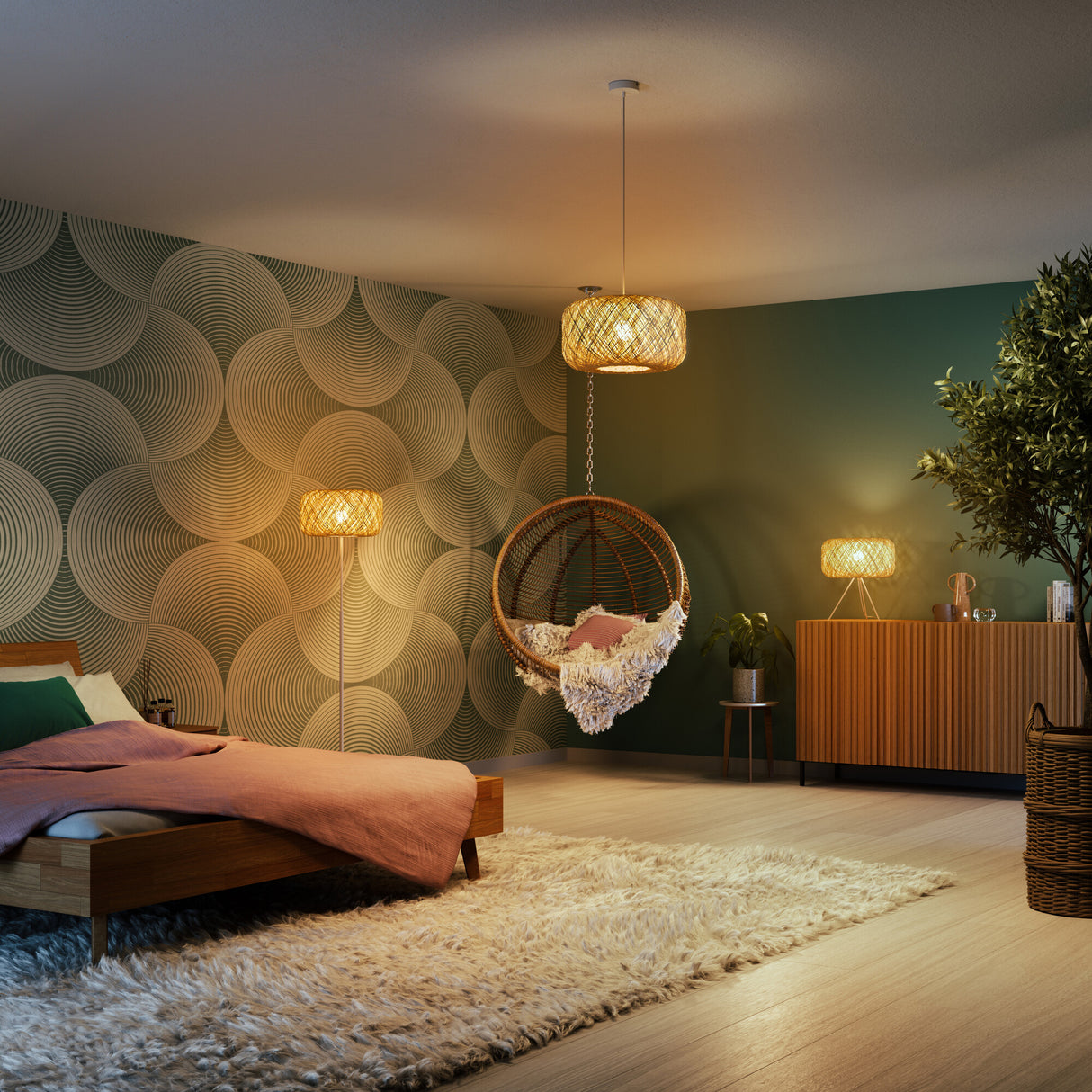 LEDVANCE LED-Pendelleuchte 1LED bg E27 Decor Paper Bale Pendant 1XE27 Beig sym