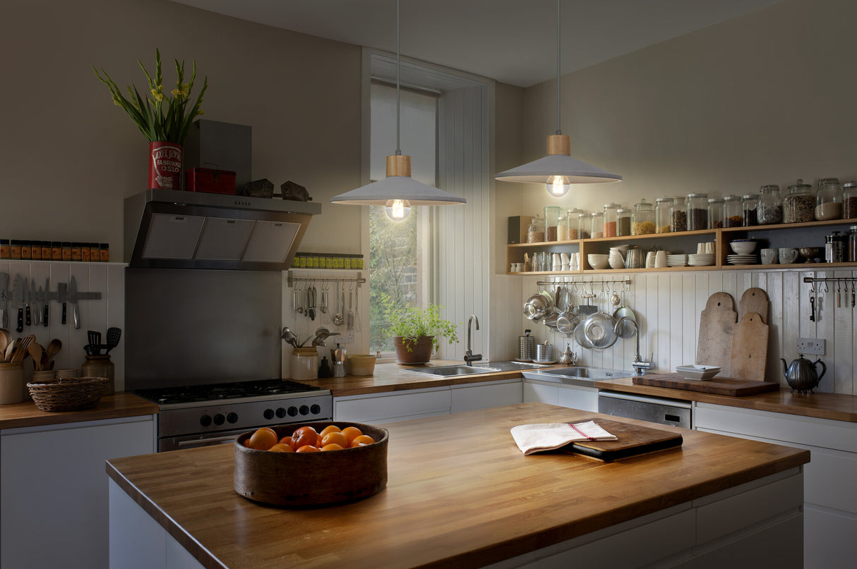 LEDVANCE LED-Pendelleuchte 1LED gr E27 Decor Concrete Wood Pendant 320 mm sym