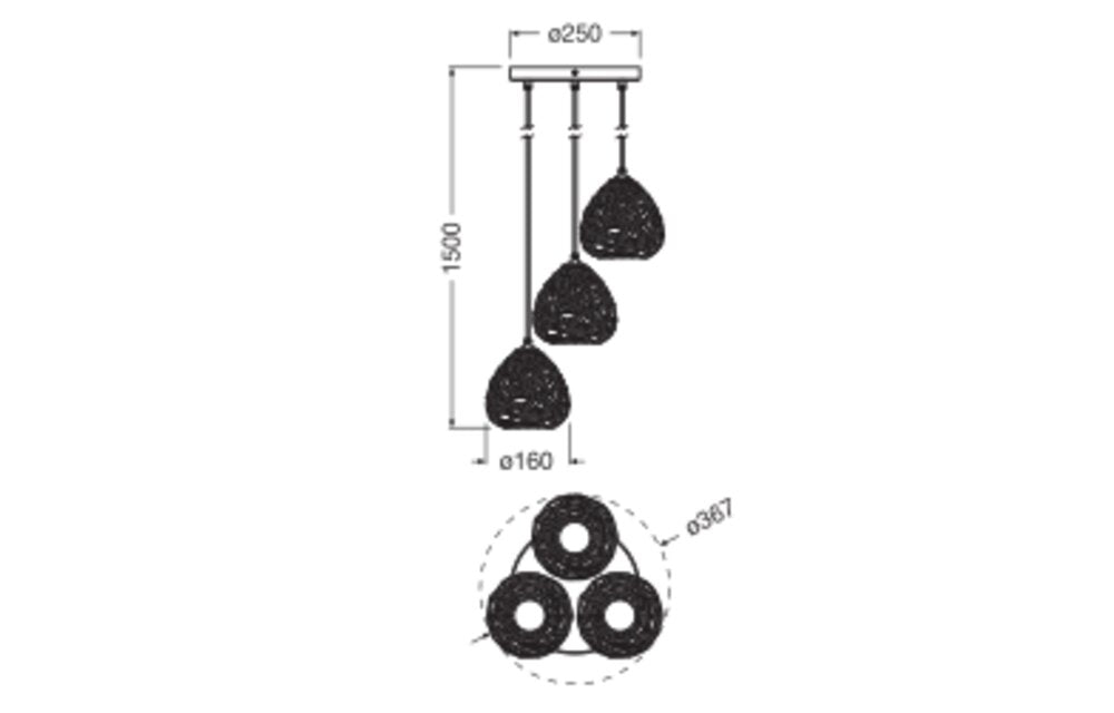 LEDVANCE LED-Pendelleuchte 3LEDs bg E27 Decor Paper Drop Pendant Plate 3XE2 sym