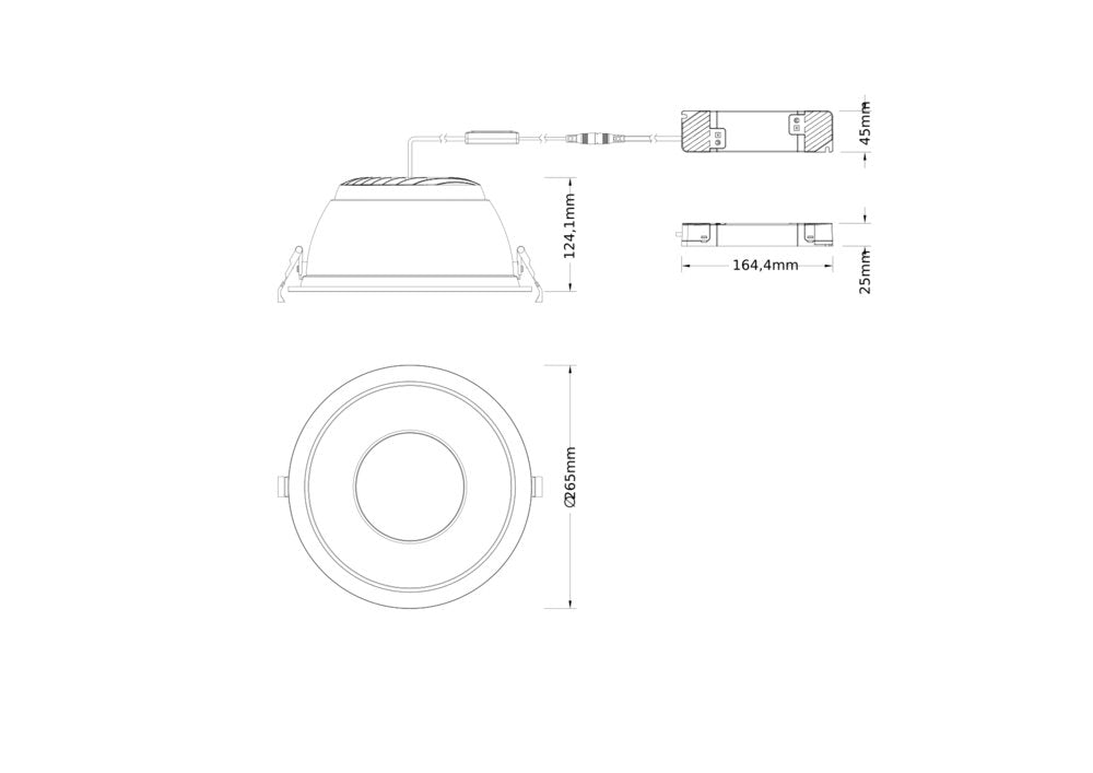 LEDVANCE LED-Einbaustrahler 30-42W EVG DL CMFT DA D250 P 42W MS 940 U19 WT DALI