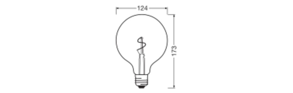 OSRAM LED-Lampe FM E27 1,8W 2200K go kl 1906 Globe 125 Spiral Filament 1.8W 30lm