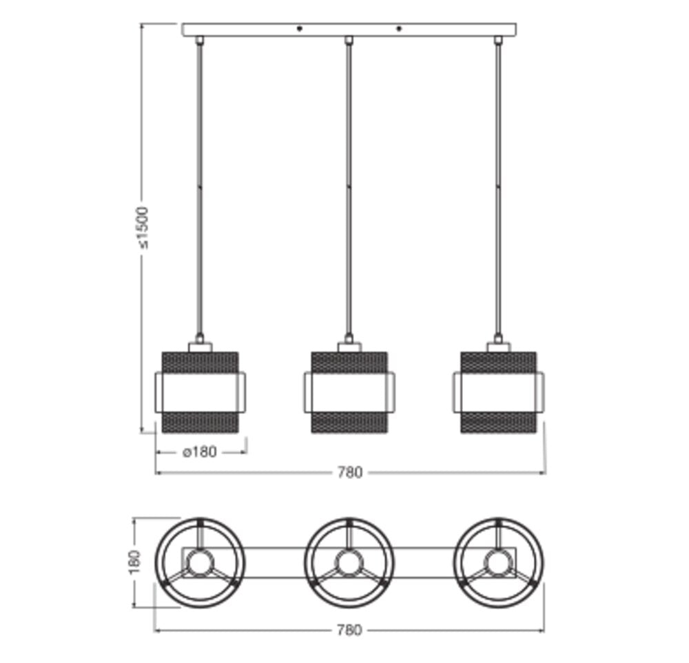 LEDVANCE LED-Pendelleuchte 3LEDs sw E27 Decor Hornet Pendant Linear 3XE27 B sym