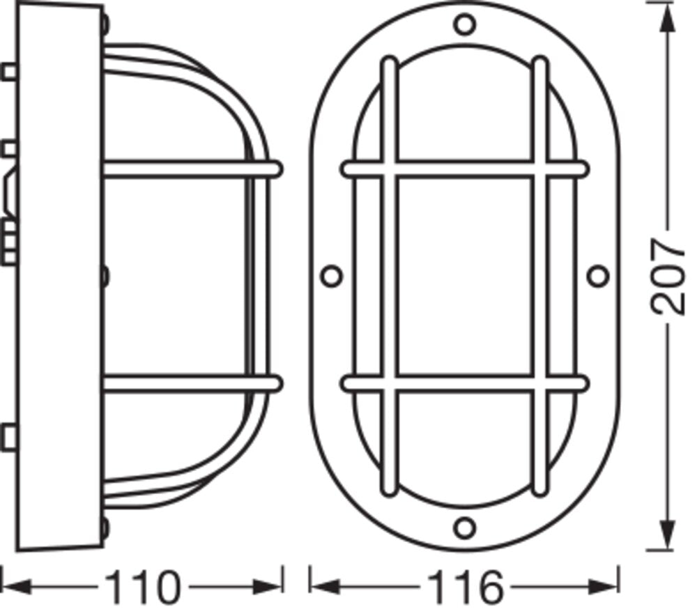 LEDVANCE LED-Anbauleuchte 60W sw Bulkhead Essential Oval E27 Black