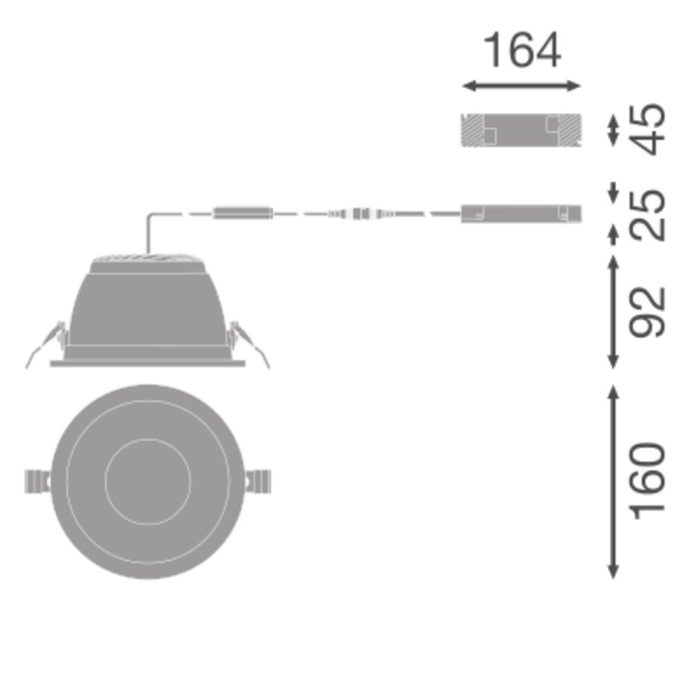 LEDVANCE LED-Einbaustrahler 10-15W Konv DL CMFT HE DA D150 P 15W 830 U19 WT DALI