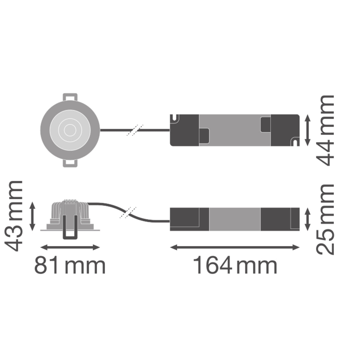 LEDVANCE LED-Einbaustrahler 6,5-8W EVG SP ADJ DA P 8W ML 940 IP20 WT DALI 1LED