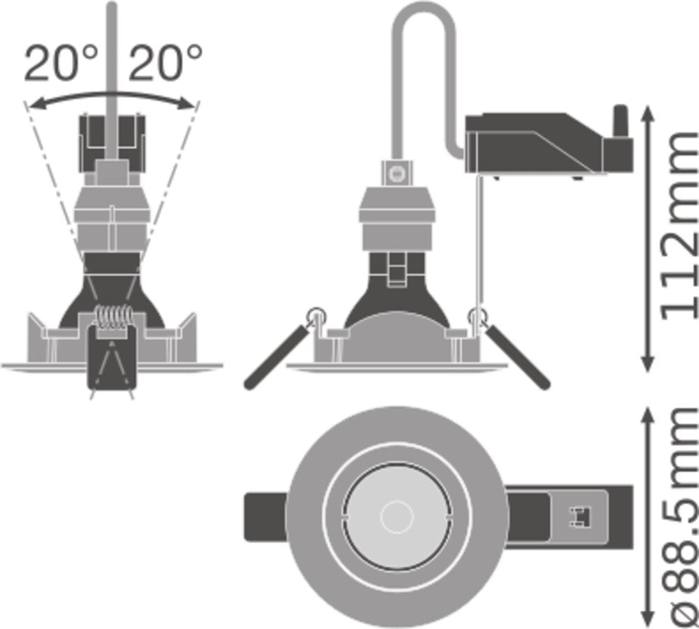 LEDVANCE LED-Einbaustrahler 8,3W Konv ws RECESS GU10 8.3W CRI90 3000K DIM 1LED