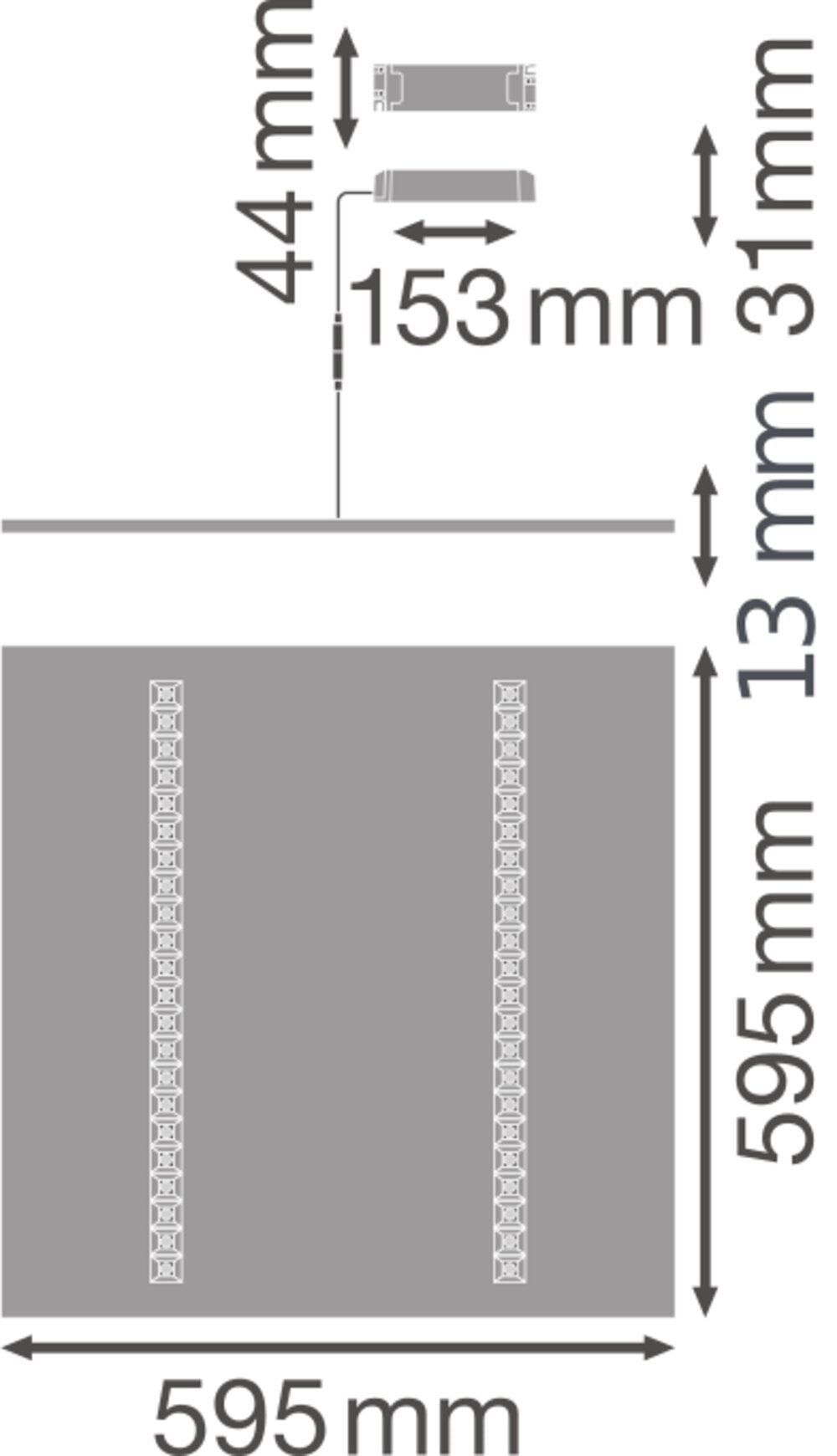 LEDVANCE LED-Panel 595x595mm 33W 3000K PANEL INDV EM 600 33 W 3000K 3800lm ws