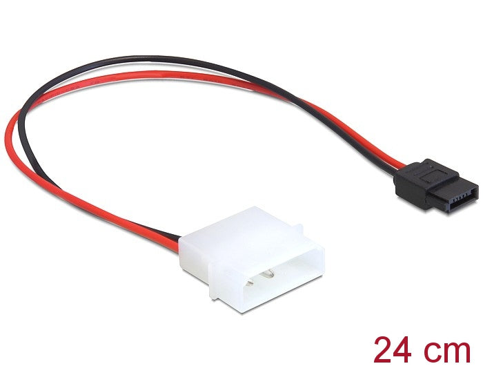 Delock Stromkabel Molex 4 Pin Stecker zu Slim SATA 6 Pin Buchse 24 cm