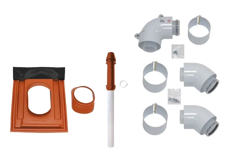 Vaillant Paket 1.50/2 Luft-/Abgasführung (3x) senk. Dachdurchf. rot, D 60/100, 8000047193