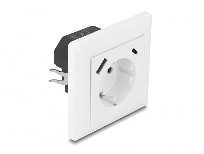 Delock Einbausteckdose mit 2 USB Ladeports 3,4 A, 1 x USB Typ-A und 1 x USB Type-C™