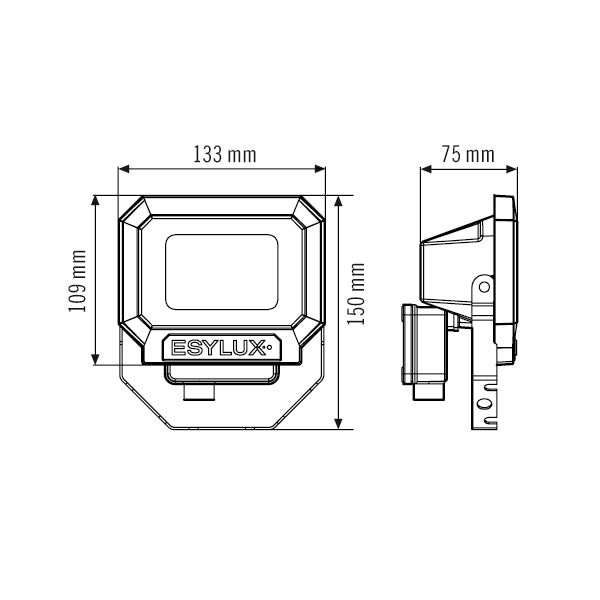 ESYLUX LED-Anbaustrahler 9,7W Konv 1LED OFL/AFL SUN SUN OFL TR 1000 850 BK sw