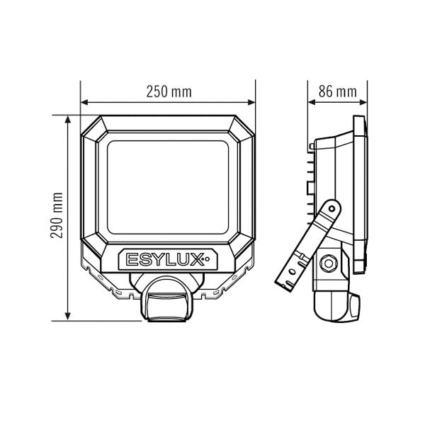 ESYLUX LED-Anbaustrahler 48W Konv 1LED OFL/AFL SUN SUN AFL TR 5400 850 MD BK sw