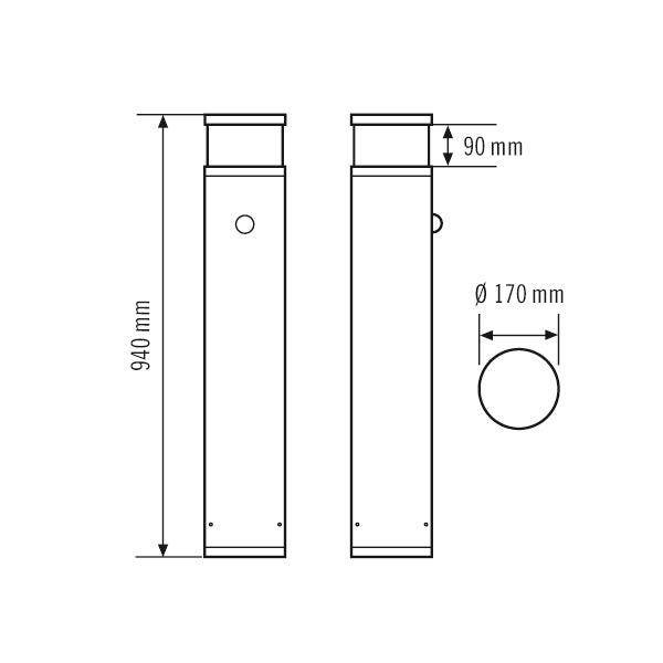 ESYLUX LED-Pollerleuchte 17W IP65 4100K ALVA BL 940/170 TR 360° 1200 840 MD 1350