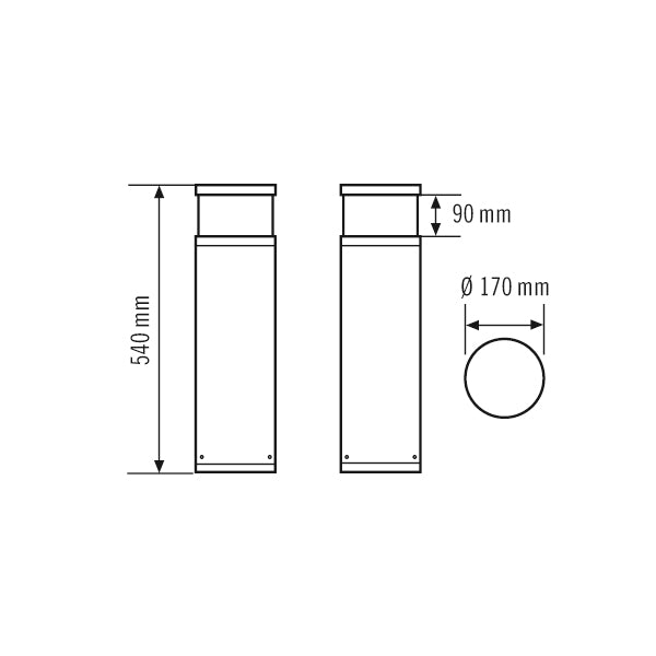 ESYLUX LED-Pollerleuchte 16W IP65 3100K ALVA BL 540/170 TR 180° 600 830 AN 760lm
