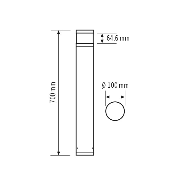 ESYLUX LED-Pollerleuchte 7W IP65 3100K ALVA BL 700/100 OP 360° 400 830 AN 400lm