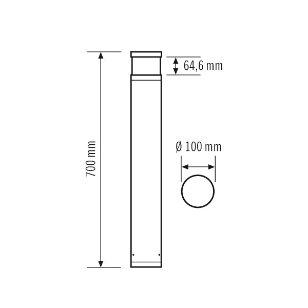ESYLUX LED-Pollerleuchte 7W IP65 3000K ALVA BL 700/100 TR 360° 500 830 DAL 500l