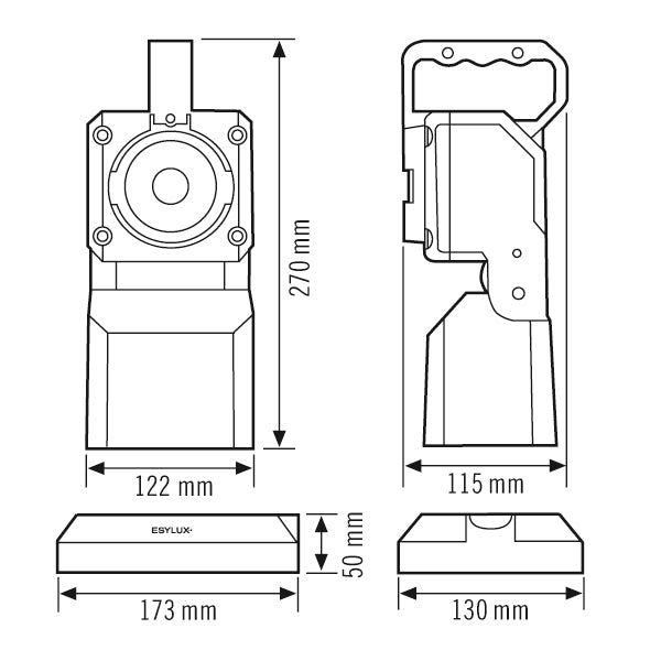 ESYLUX Handscheinwerfer 3W LED IP54 Notl SLP-2 aufladb