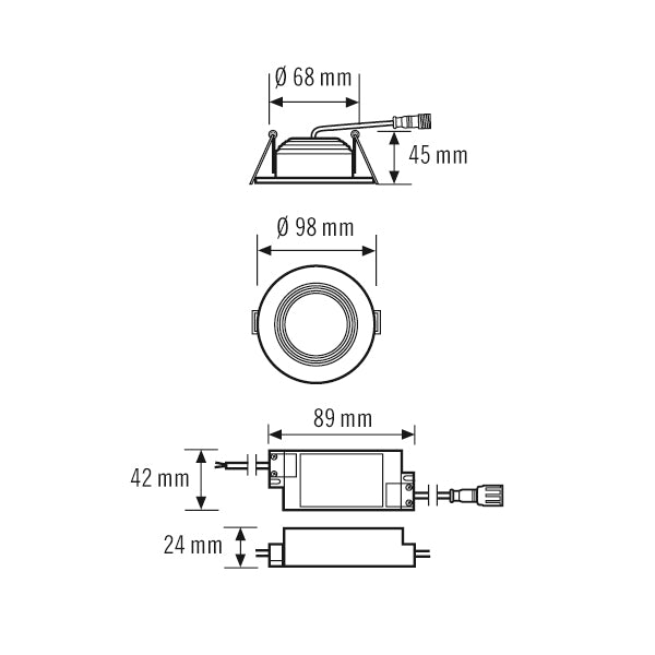 ESYLUX LED-Einbaustrahler 6,5W Konv 1LED ELSA-2 DL 68 OP 100° 500 840 WH ws ws