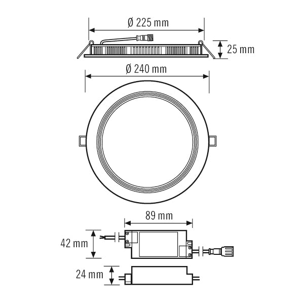 ESYLUX LED-Einbaustrahler 18W Konv 1LED ELSA-2 DL 225 OP 110° 1800 830 WH ws ws