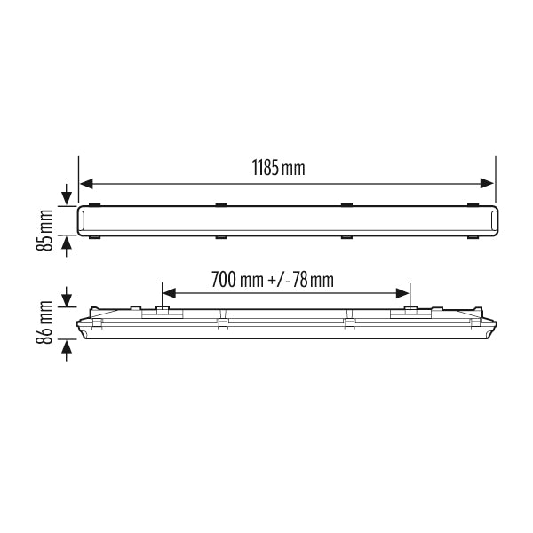 ESYLUX LED-Feuchtraumleuchte 33W 4000K OLIVIA-2 MPL 1200 OP 5000 840 IP66 5000l