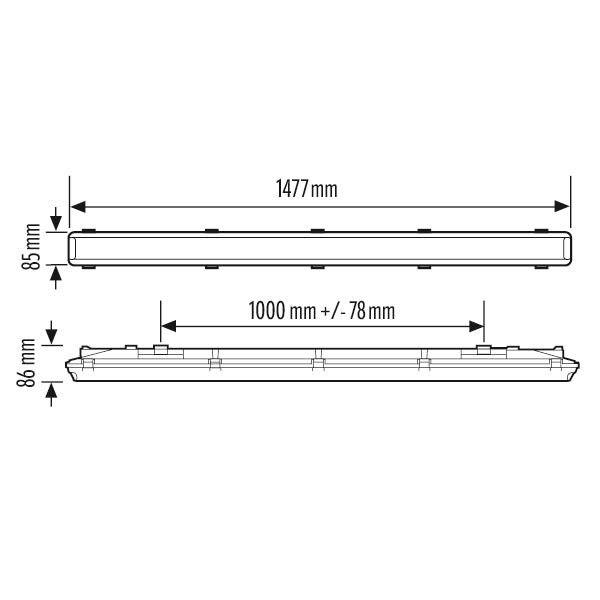 ESYLUX LED-Feuchtraumleuchte 38W 4000K OLIVIA-2 MPL 1500 OP 6300 840 IP66 6300l
