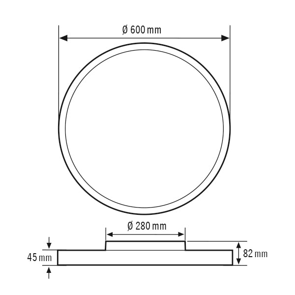 ESYLUX LED-Anbauleuchte 47W 3000K 5600lm SVENJA CL 600 DDP OP 5600 830 IP20 ws