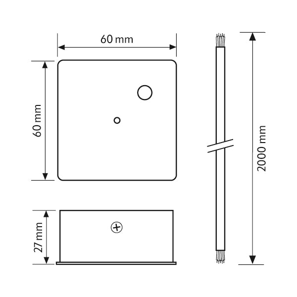 ESYLUX Leuchtenanschlussadapter ws 5p LENJA PDL CANOPY WITH CABLE 5x0.75 2000m