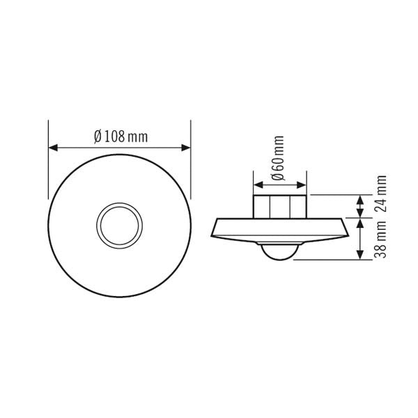 ESYLUX Präsenzmeldersensor UP 0-360° rws Compact PD-C 360/8 Slave IP20