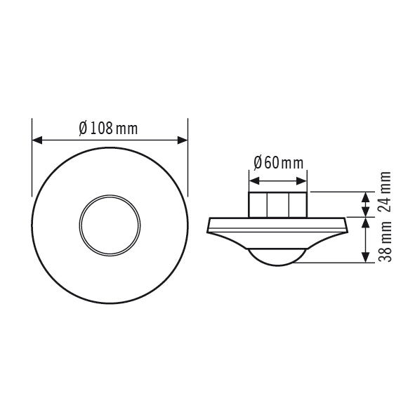 ESYLUX Präsenzmelder 180-360° UP sw IP20 PD-C 360/8 Slave BK Präsenzmelder