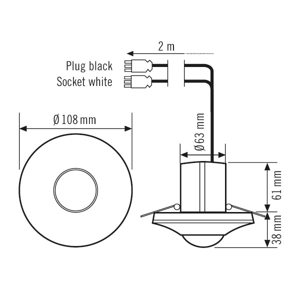 ESYLUX Bewegungsmelder 0-360° UP ws BWM Compact MD-C 360i/8 WAGO WINSTA CodeA IP