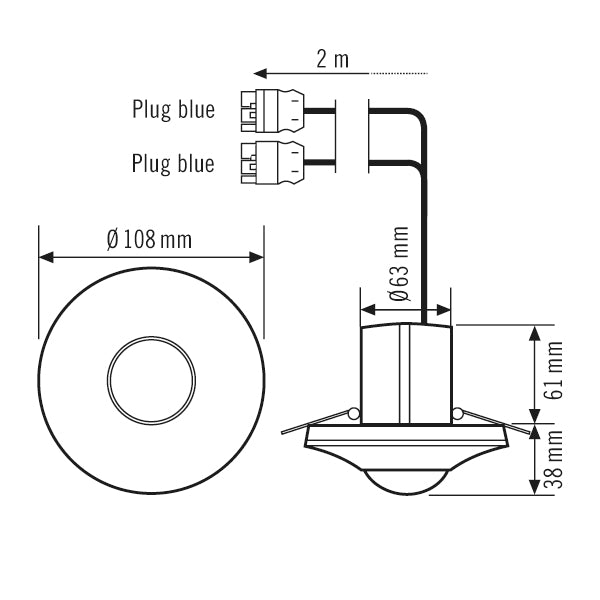 ESYLUX Präsenzmelder 0-360° UP ws IP20 Compact PD-C 360i/8 DUO DALI WAGO WINSTA