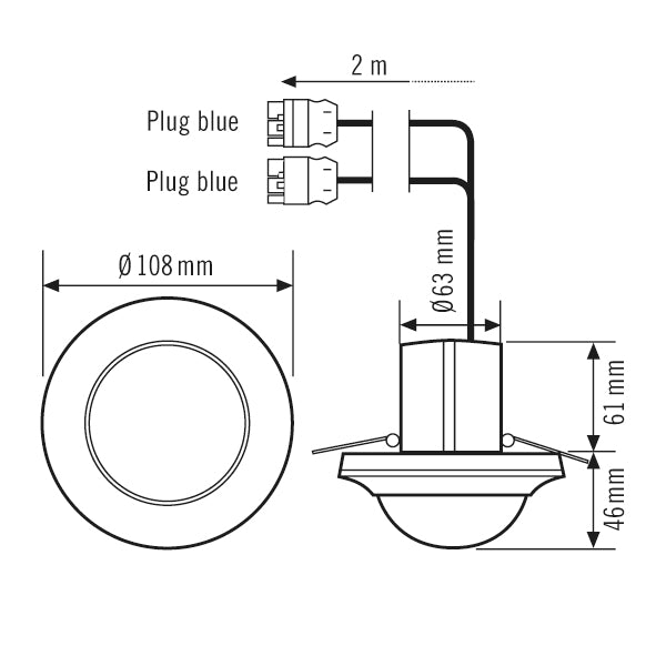 ESYLUX Präsenzmelder 0-360° UP ws IP20 Compact PD-C 360i/24 DUO DALI WAGO WINST