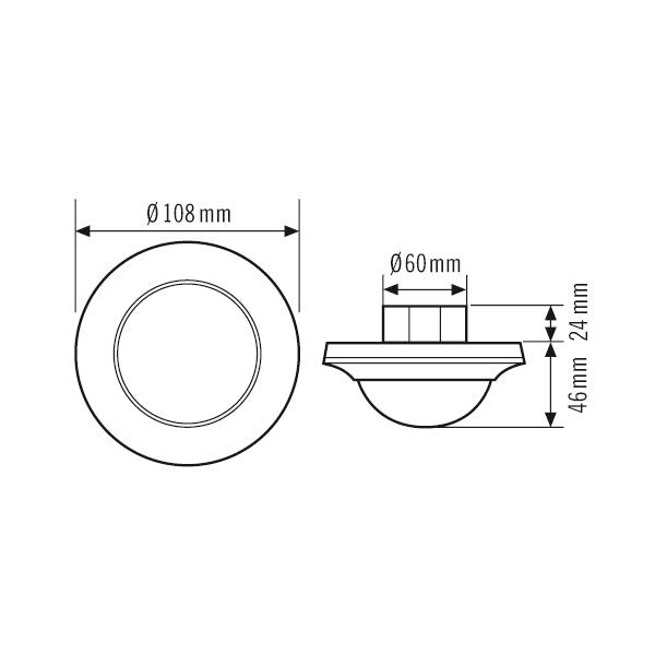 ESYLUX Präsenzmeldersensor UP 0-360° ws Compact PD-C 360i/24 ELC IP20
