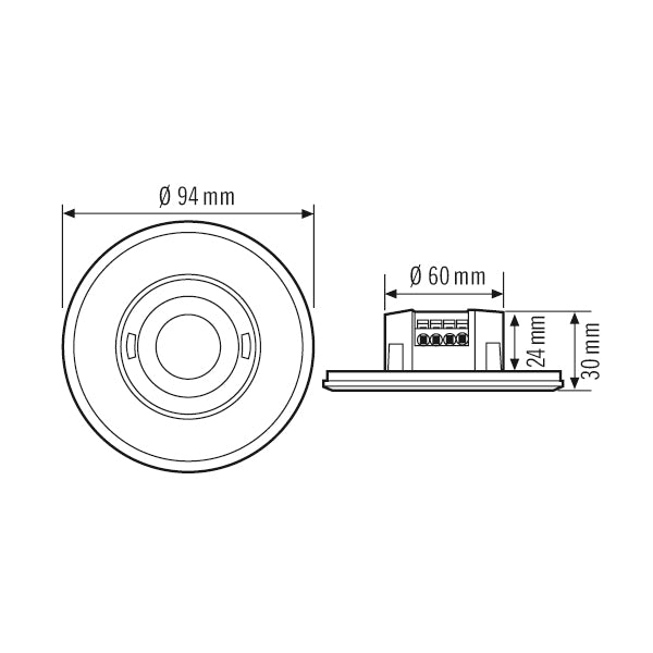 ESYLUX Präsenzmelder 180-360° UP ws IP20 FLAT PD- 360i/8 ROUND WHITE Präsenzmelde