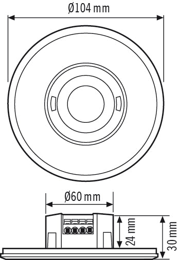 ESYLUX Bewegungsmelder 180-360° UP sw MD-FLAT 360i/8 LARGE ROUND BK BWM IP20