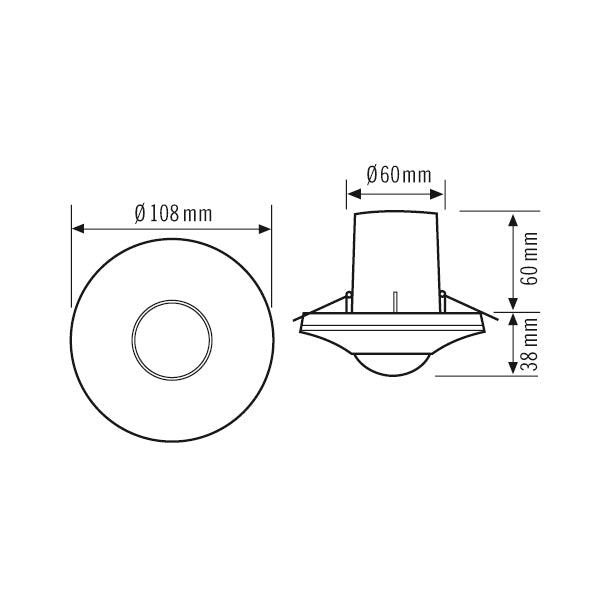 ESYLUX Präsenzmelder-Bus KNX UP v53-106° PD-C 360i/8 FM KNX UP 180-360° ws 3m